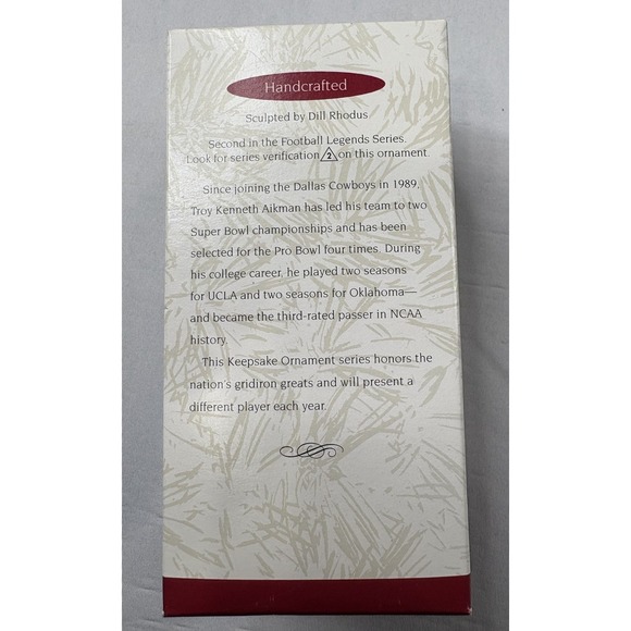 NEW VTG NFL Legends Troy Aikman Dallas‎ Cowboys Hallmark Keepsake Ornament 1996 - Picture 2 of 8